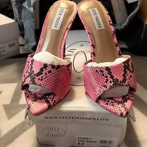 Steve Madden Pink and Black Snake Print Heels
